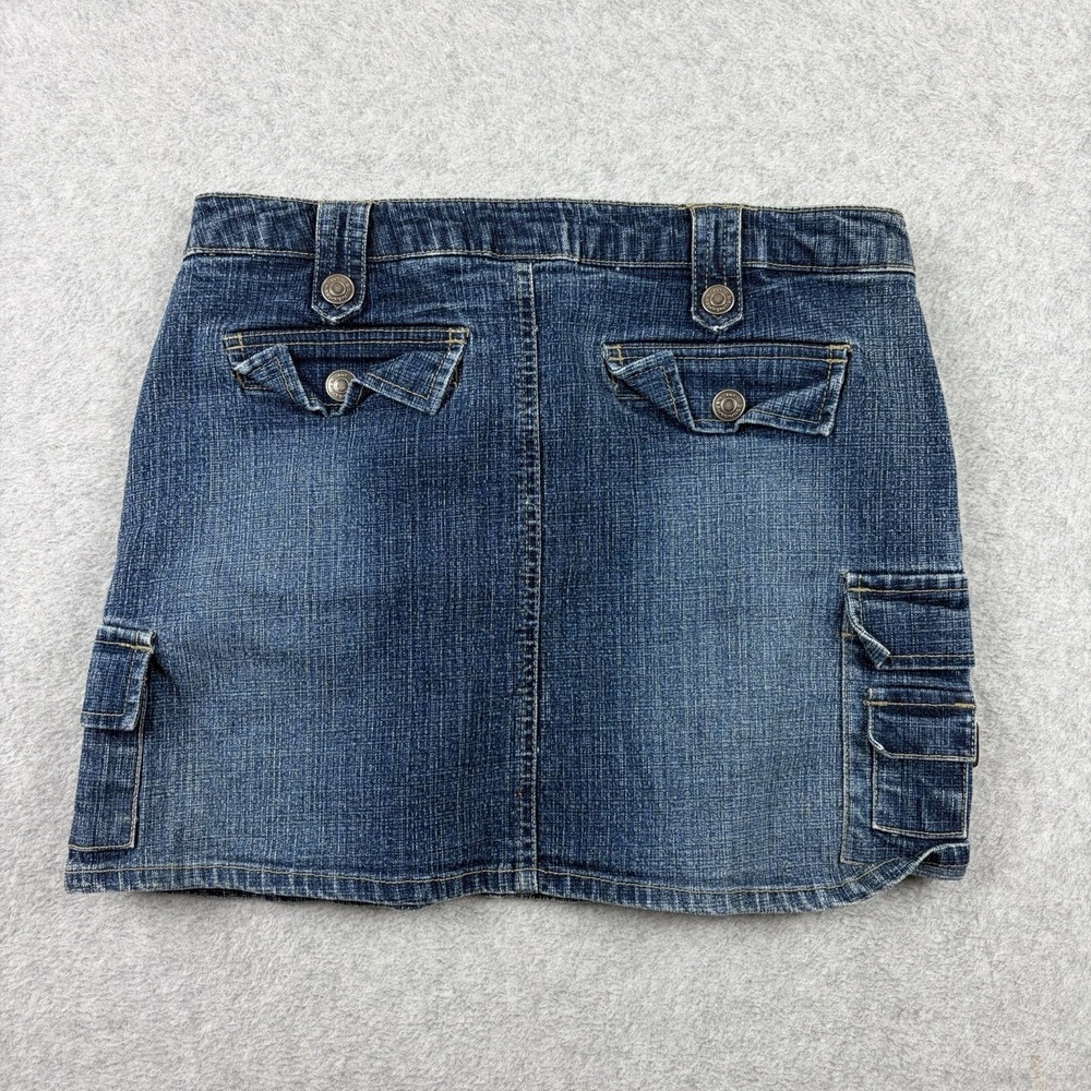 No Boundaries Skirt Womens‎ 5 Blue Denim Cargo Mini Buckle Low Rise Y2K Club - Picture 5 of 7